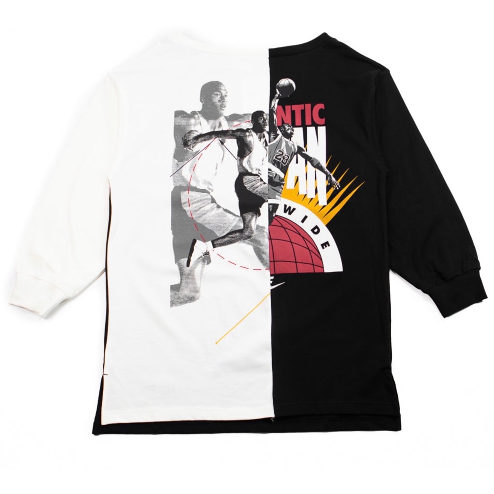 Jordan Flight Graphic Dress Women L Black White New Split Design JO3100-133
